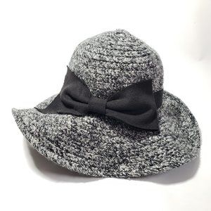 Jessica Simpson Floppy Sun Hat in Grey with Black Bow accent
